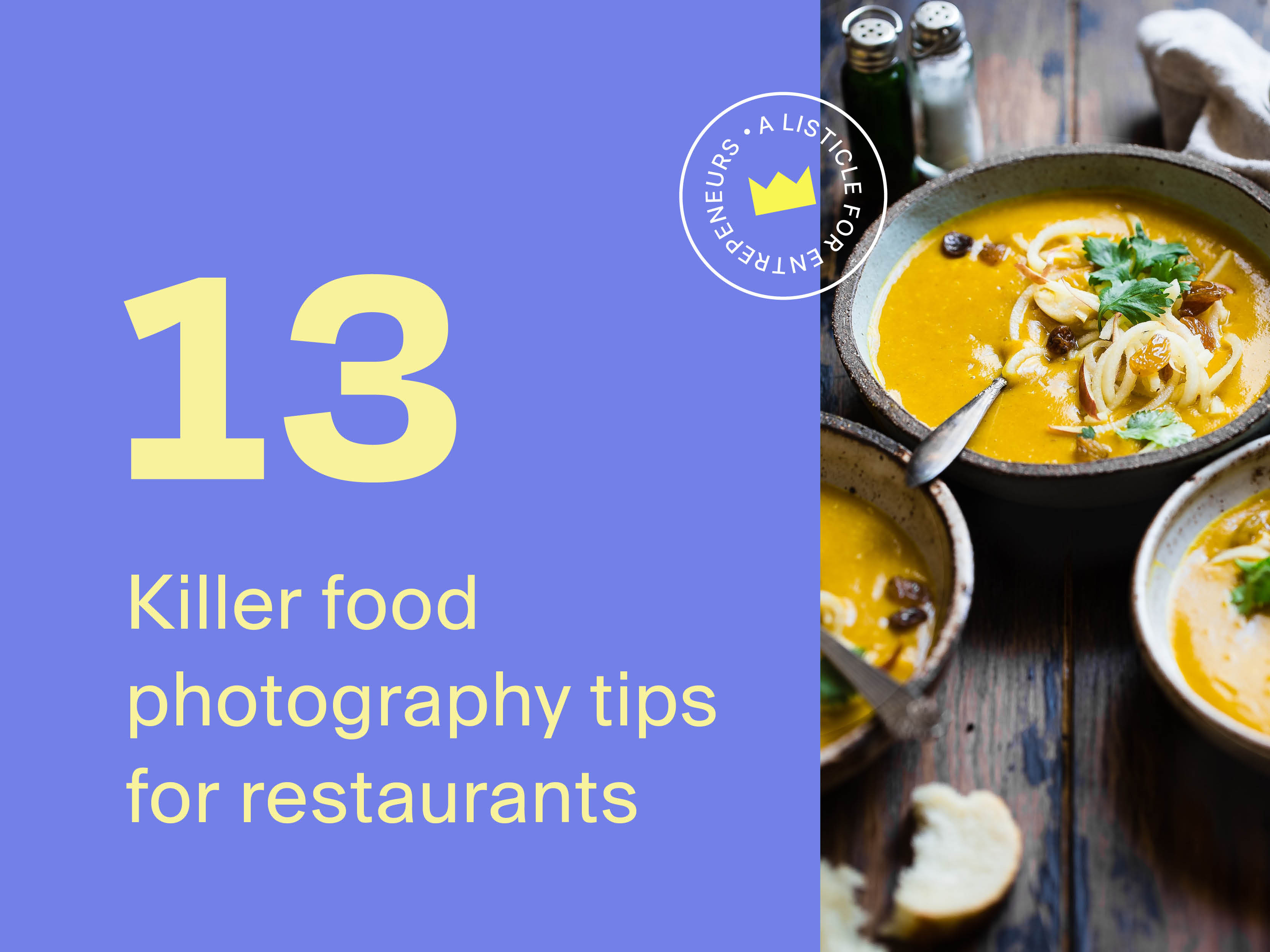 Food photography tips for restaurants.